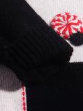 Kids Cashmere Sweater Checkerboard Knit Red Swirl Accents Cashmere Pullover Black 90