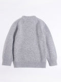 Kids Cashmere Sweater Cherry Intarsia Crew Neck Cashmere Pullover Grey 90