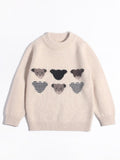 Kids Cashmere Sweater Cute Bear Patterns Toddler Cashmere Pullover Beige 90