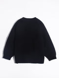 Kids Cashmere Sweater Floral Intarsia Crew Neck Cashmere Pullover Black 90
