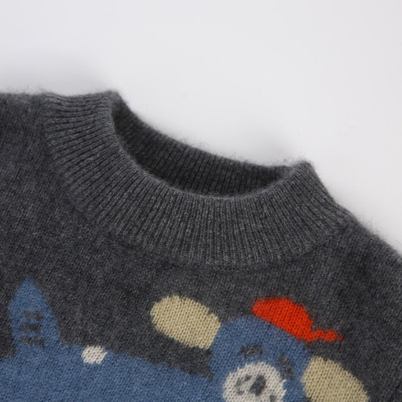 Kids Cashmere Sweater Fun Graphic Patterns Holiday Cashmere Pullover Grey 90