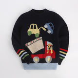 Kids Cashmere Sweater Fun Graphic Patterns Holiday Cashmere Pullover Navy Blue 90