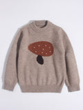 Kids Cashmere Sweater Mushroom Intarsia Boys and Girls Cashmere Pullover Camel 90