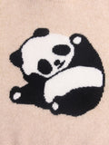 Kids Cashmere Sweater Panda Design Cashmere Pullover Ribbed Cuffs Grey 90