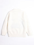 Kids Cashmere Sweater Puppy Driving Cartoon Design Cashmere Pullover Ivory 90
