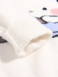 Kids Cashmere Sweater Puppy Driving Cartoon Design Cashmere Pullover Ivory 90