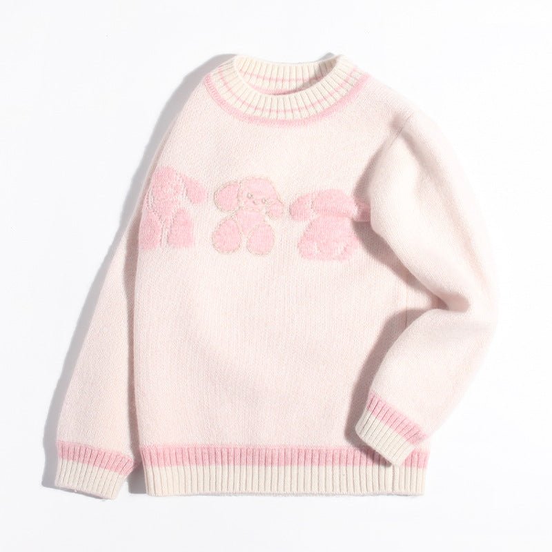 Kids Cashmere Sweater Puppy Knit Design Girls Cashmere Sweater Pullover Pink 90