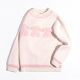 Kids Cashmere Sweater Puppy Knit Design Girls Cashmere Sweater Pullover Pink 90