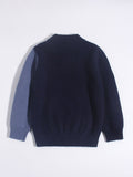 Kids Cashmere Sweater Shark Fish Design Warm Cashmere Knit Pullover Navy Blue 90