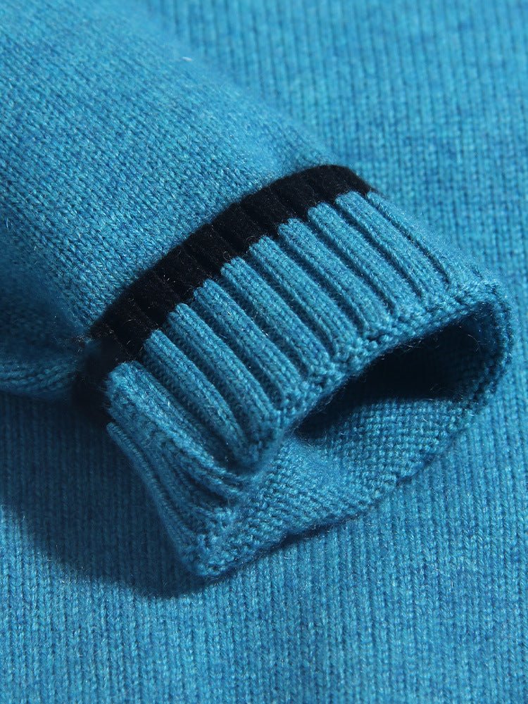Kids Cashmere Sweater U Patch Stripe Detail 100% Cashmere Pullover Blue 80