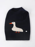 Kids Cashmere Sweater Vest Sleeveless Cashmere Knit Pullover with Goose Navy Blue 90