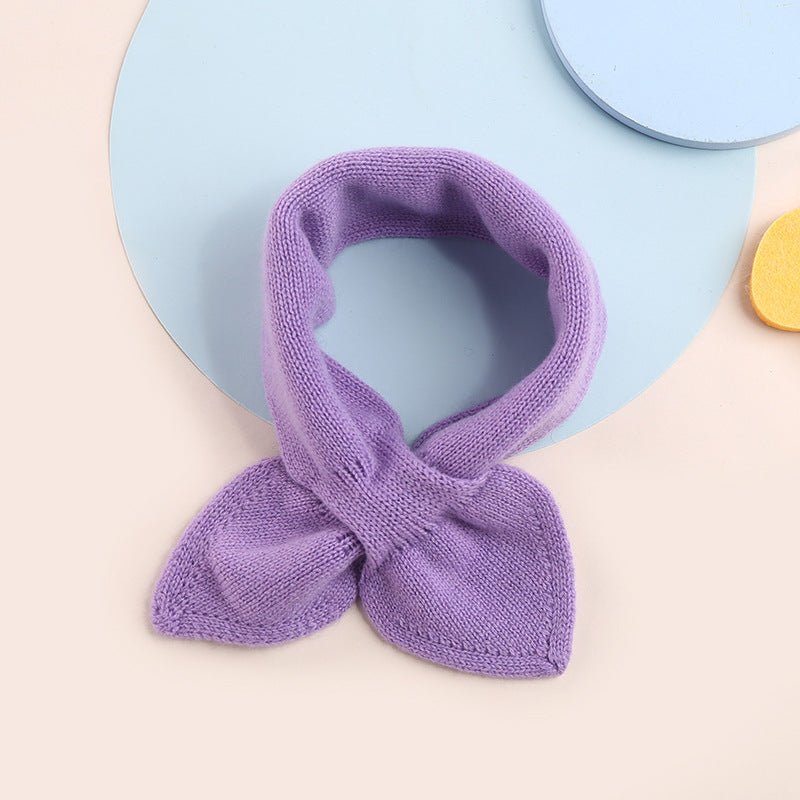Kids Colorful Knit Cashmere Scarf Bow Knot Cashmere Neck Warmer