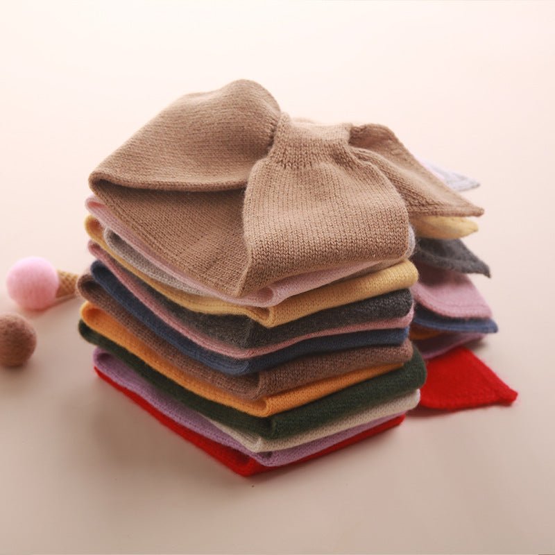 Kids Colorful Knit Cashmere Scarf Bow Knot Cashmere Neck Warmer