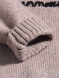 Kids Long Sleeve Cashmere Sweater Bunny and Mushroom Cashmere Pullover Brown 90