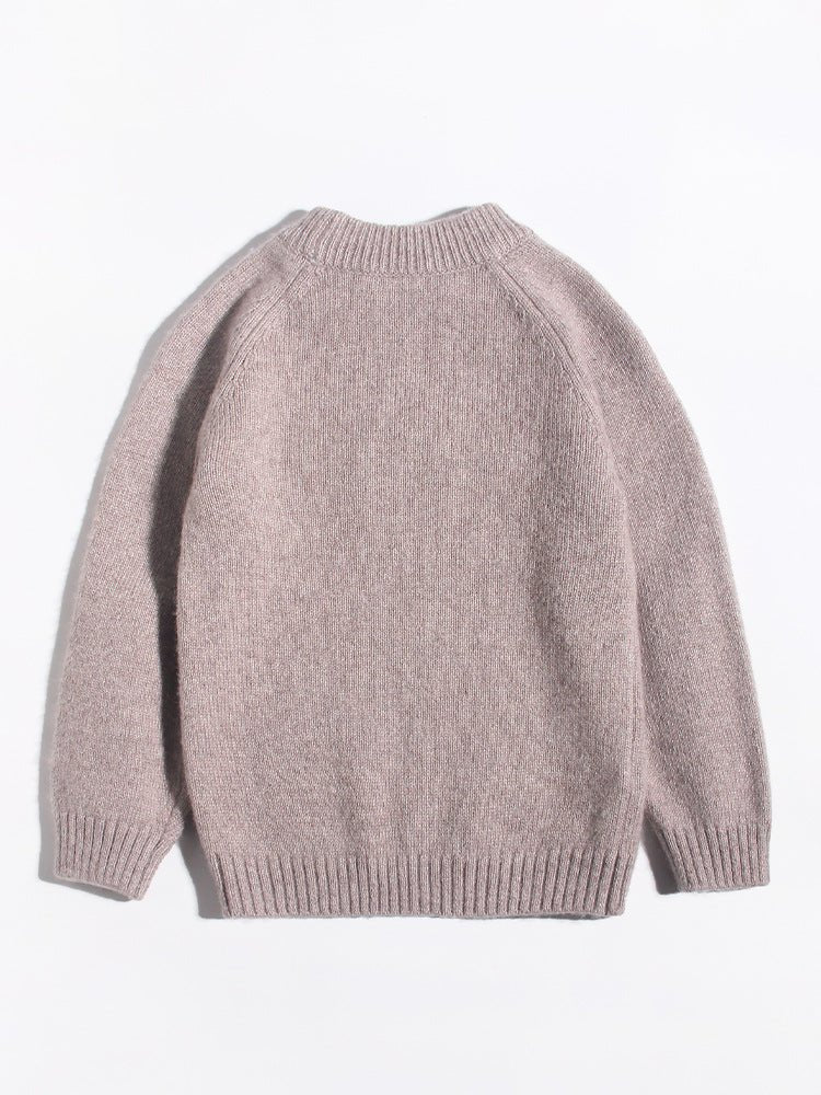 Kids Long Sleeve Cashmere Sweater Bunny and Mushroom Cashmere Pullover Brown 90