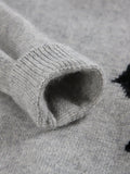 Kids Long Sleeve Cashmere Sweater Cashmere Knit Pullover Dog Pattern Grey 90