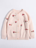 Kids Pure Cashmere Cardigan Playful Mushroom Knit Cashmere Sweater Pink 90