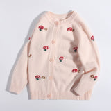 Kids Pure Cashmere Cardigan Playful Mushroom Knit Cashmere Sweater Pink 90