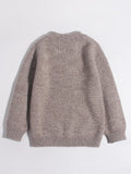 Kids Pure Cashmere Sweater Husky Dog Face Design Cashmere Pullover Taupe 90