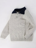 Kids Pure Cashmere Sweater with Pocket Polo Neck Cashmere Pullover Grey 90