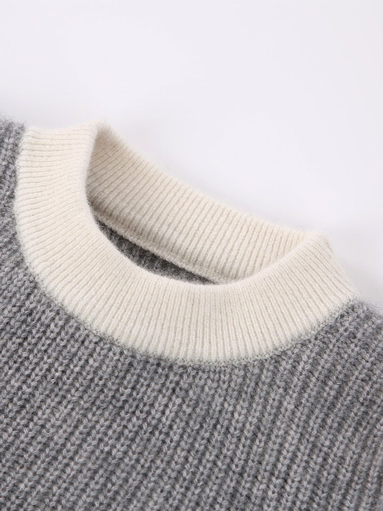 Kids Ribbed Cashmere Sweater Smiley Patch Crew Neck Cashmere Pullover Grey 90