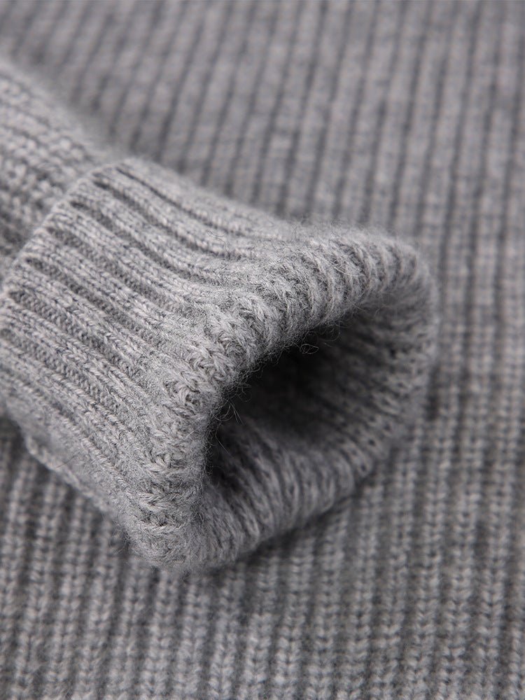 Kids Ribbed Cashmere Sweater Smiley Patch Crew Neck Cashmere Pullover Grey 90