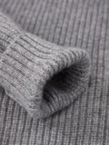 Kids Ribbed Cashmere Sweater Smiley Patch Crew Neck Cashmere Pullover Grey 90
