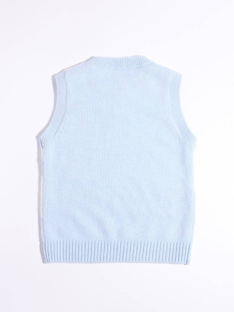 Kids Soft Cloud Cashmere Vest Sleeveless Cashmere Knit Sweater Blue 90