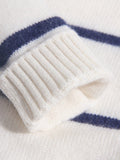 Kids Striped Cashmere Sweater Polo Neck Embroidered Bear Cashmere Pullover Ivory 90