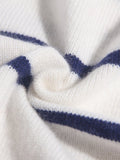 Kids Striped Cashmere Sweater Polo Neck Embroidered Bear Cashmere Pullover Ivory 90
