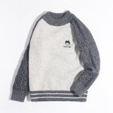 Kids Two Tone Cashmere Sweater Cable Knit Sleeve Cashmere Pullover Grey 90