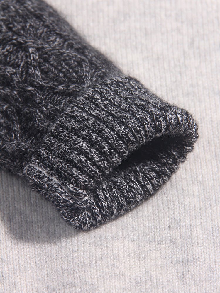 Kids Two Tone Cashmere Sweater Cable Knit Sleeve Cashmere Pullover Grey 90