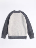 Kids Two Tone Cashmere Sweater Cable Knit Sleeve Cashmere Pullover Grey 90
