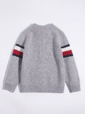 Kids Zip - Up Pure Cashmere Sweater Sporty Stripe Cashmere Jacket Grey 90