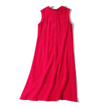 Ladies Red Sleeveless Dress Pure Color Silk Dress 100% Pure Mulberry Silk Dresses