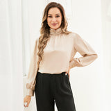 Ladies Silk Blouse Ruffle Collar Mulberry Office Work Silk Shirts