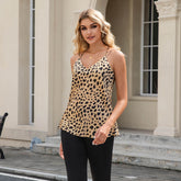 Leopard Print Silk Camisole Top V Neck Silk Tank Tops Silk Tops for Women