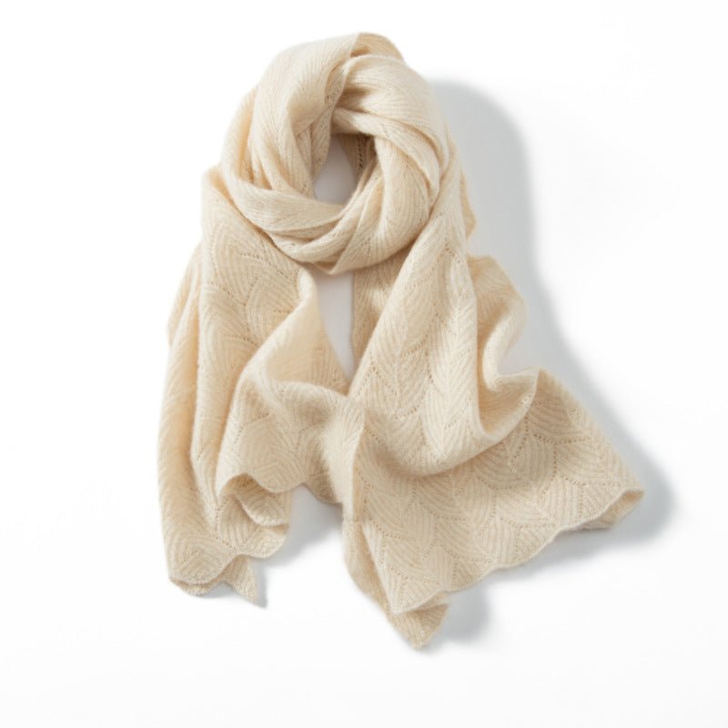 Long Cut - out Cashmere Scarf for Women Double Layer Cashmere Wraps Soft Colors