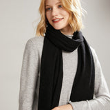 Long Cut - out Cashmere Scarf for Women Double Layer Solid Cashmere Shawl and Wraps