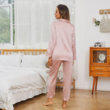 Womens Long Silk Pajamas Set Classic Luxury Silk Sleepwear