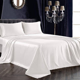22 Momme 3 PCS Silk Flat Sheet Set 100% Mulberry Silk Bedding Ivory Twin (66"x96")