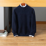 Mens Mock Neck Cashmere Sweater Warm Long Sleeve Solid Sweatershirt