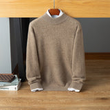 Mens Mock Neck Cashmere Sweater Warm Long Sleeve Solid Sweatershirt