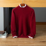 Mens Mock Neck Cashmere Sweater Warm Long Sleeve Solid Sweatershirt