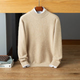 Mens Mock Neck Cashmere Sweater Warm Long Sleeve Solid Sweatershirt