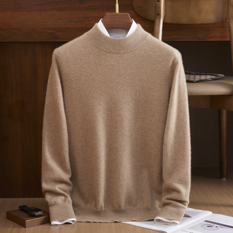 Mens Mock Neck Pure Cashmere Sweater Warm Long Sleeve Sweatershirt