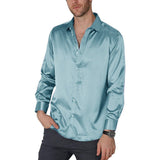 Men's Silk Dress Shirt Luxury Casual Party Silk Shirts