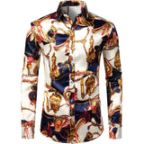 Printed Silk Shirt Long Sleeve Button Down Silk Shirt