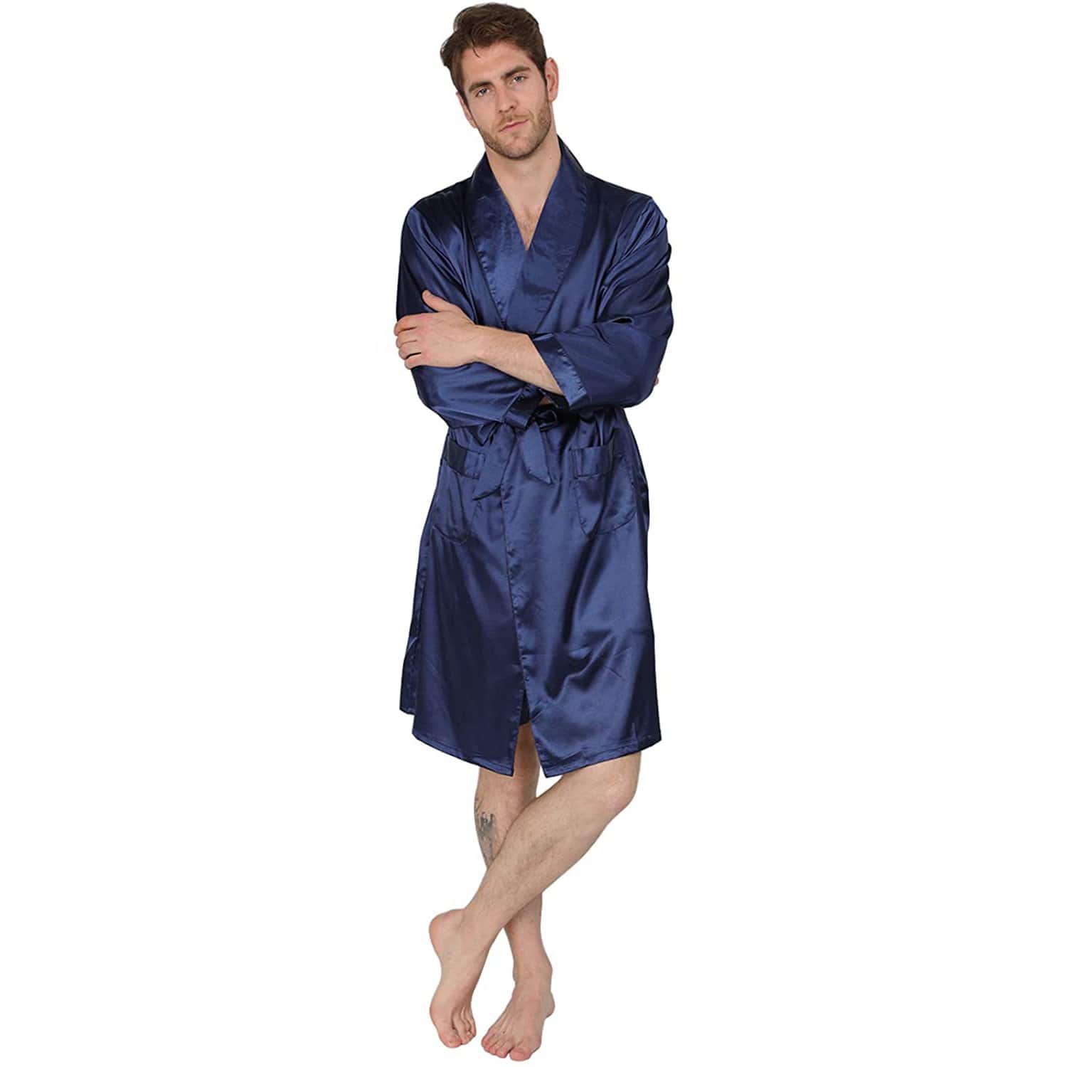 Men's Silk Kimono Robe Summer Luxury Silk Bathrobe