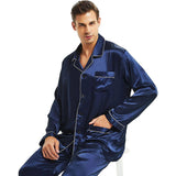 Men's Silk Pajama Set With Pockets Silk Button - Down Pajamas